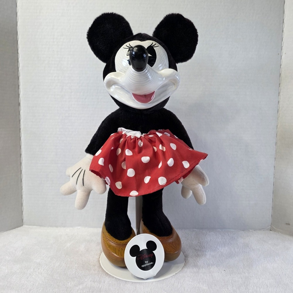 Vintage Disney World Minnie‎ Mouse 17" Applause Woodsculpt Series Doll/Stand